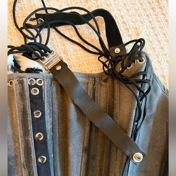 OOAK! Zombie grunge goth medical fan lacing corset Sz. M 22" waist - Picture 4 of 5